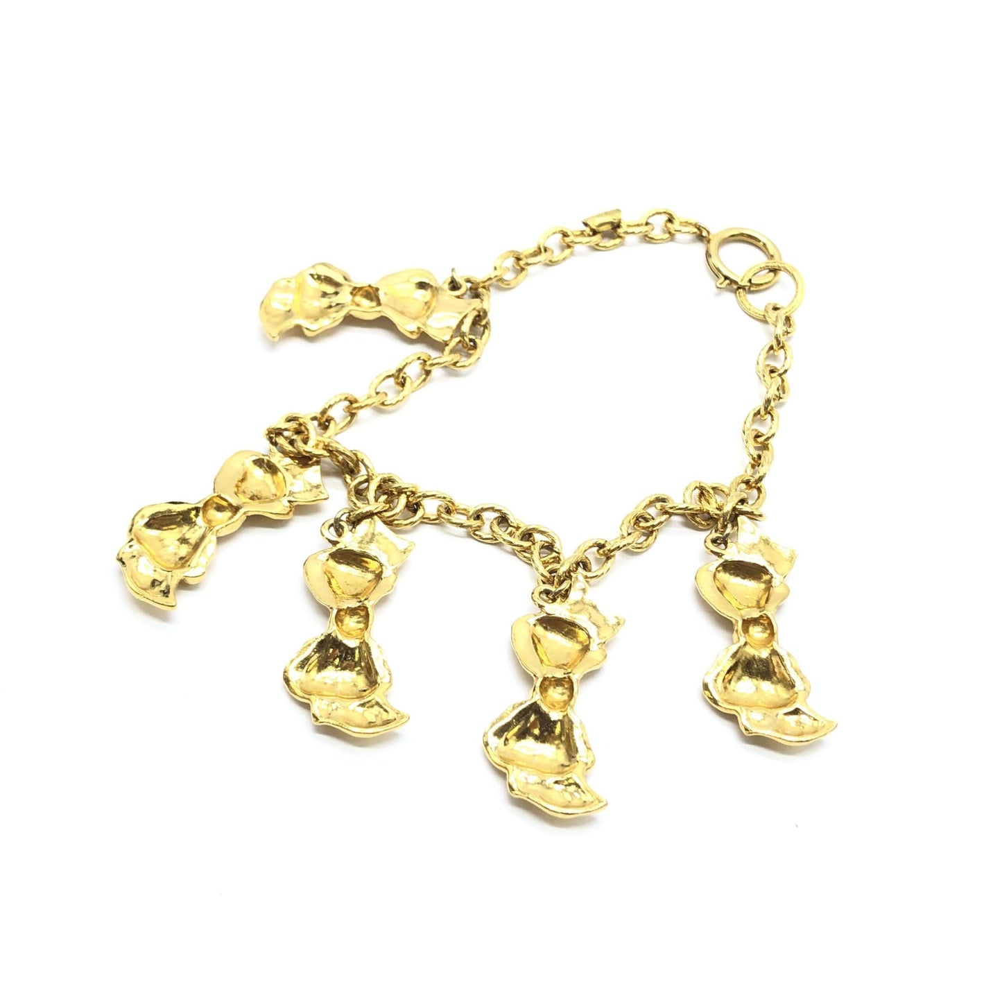 Gold Plated Chain Necklace With Bow Charms