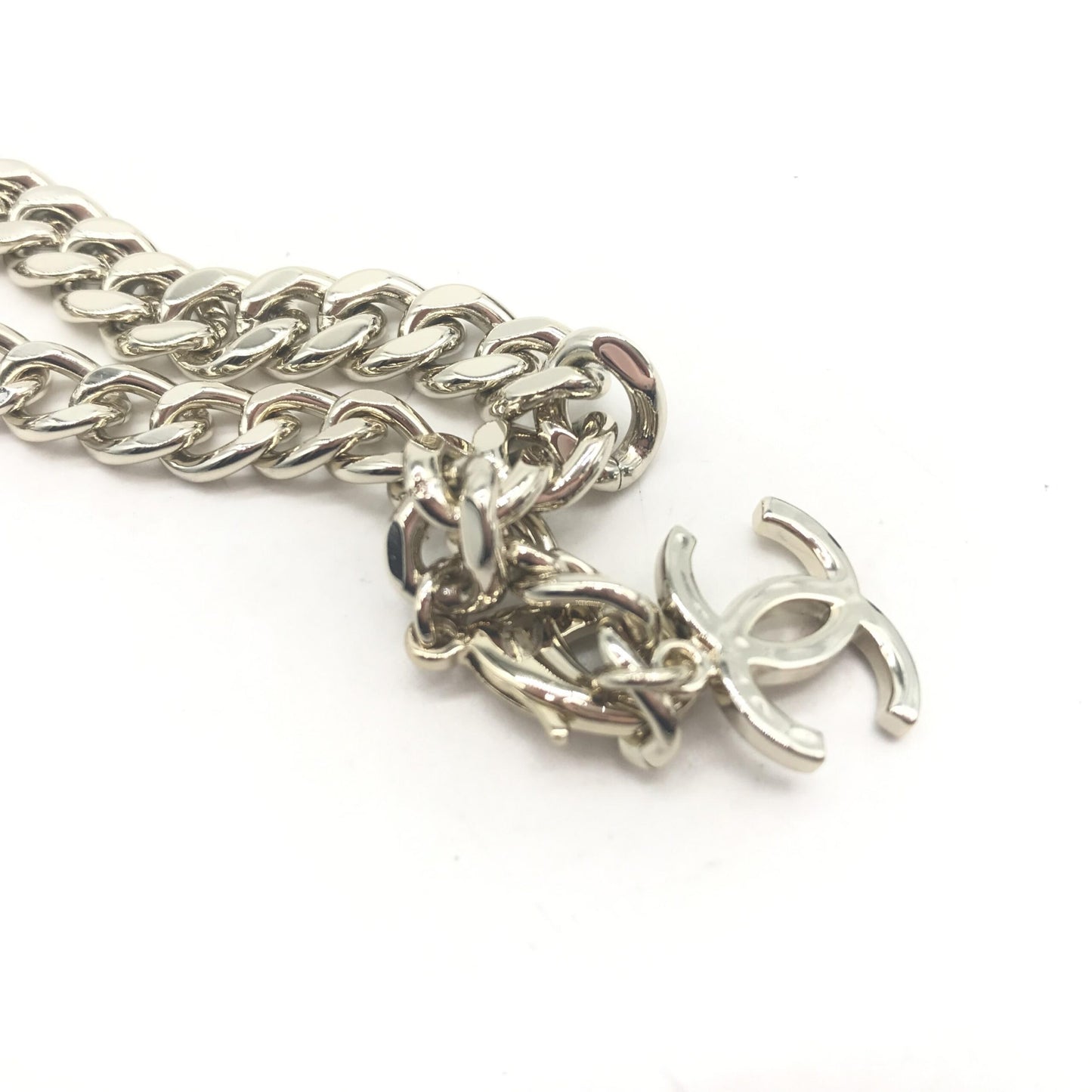 Silver Tone Curb Chain Link Necklace