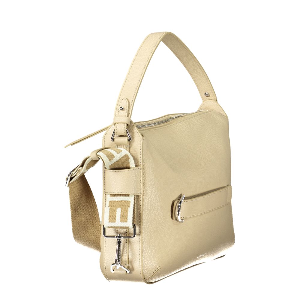 Beige Leather Women Handbag