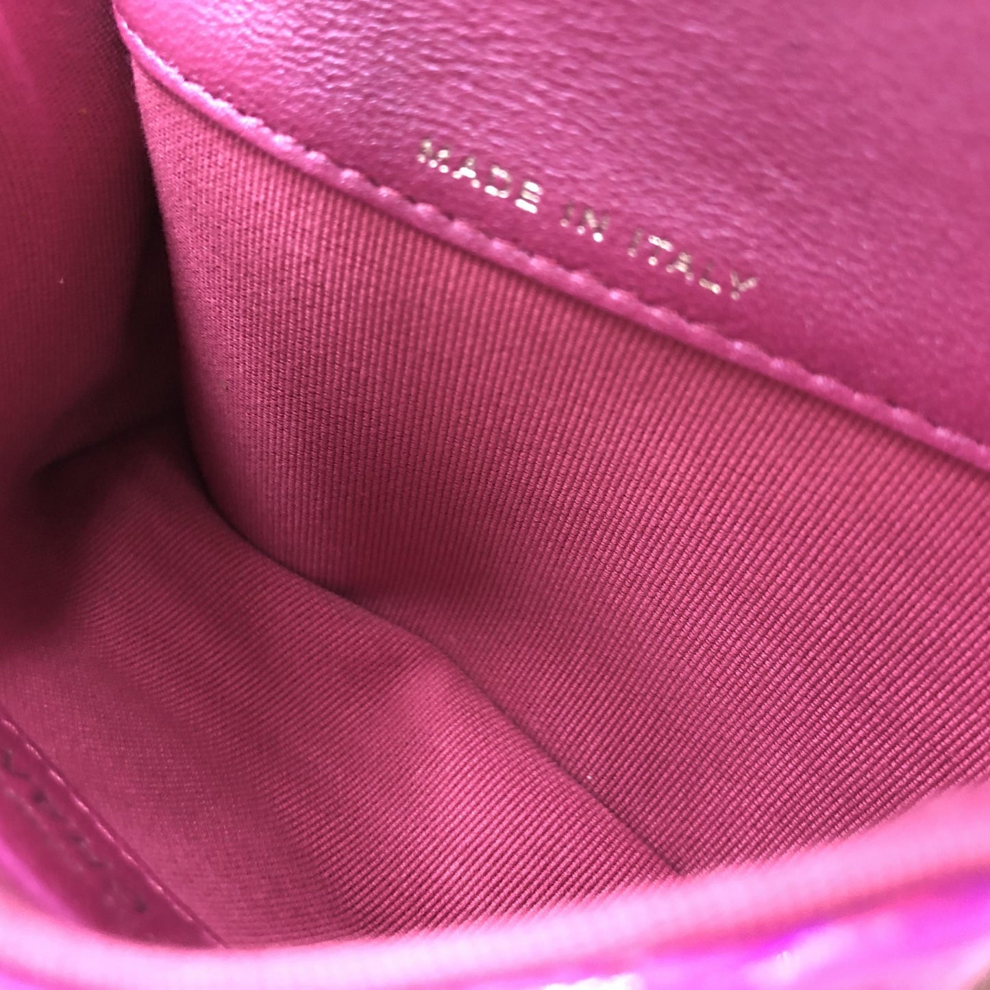 Iridescent Pink Quilted Leather Pouch