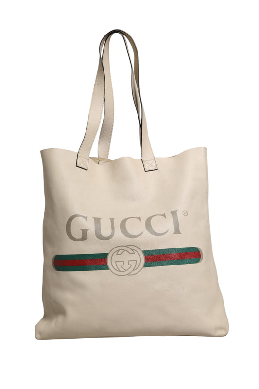 White Web Sherry Logo Print Tote Bag