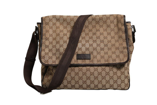 GG Canvas Flap Messenger Bag