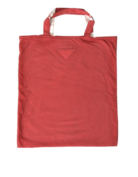 Red Jersey Fabric Logo Shoulder Shopping Tote Bag