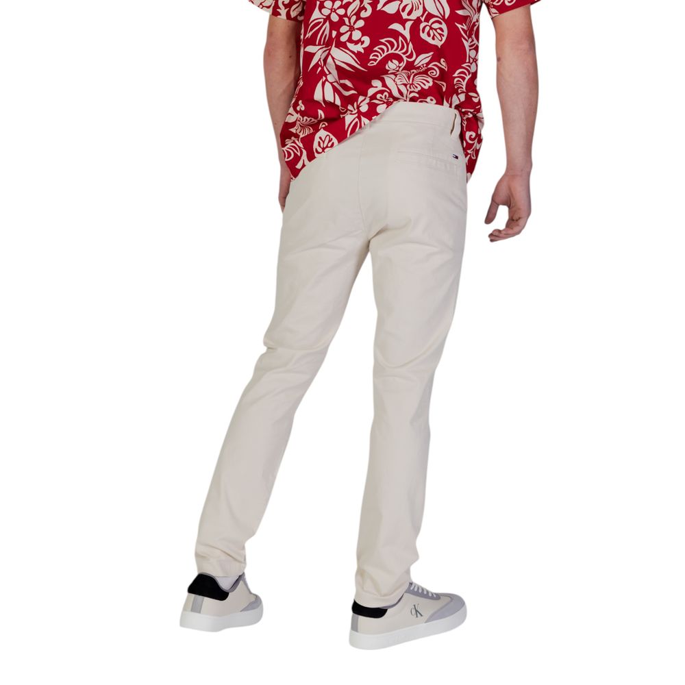 Beige Cotton Skinny Pants