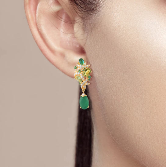 Sparkling Green 925 Sterling Silver Drop Earrings