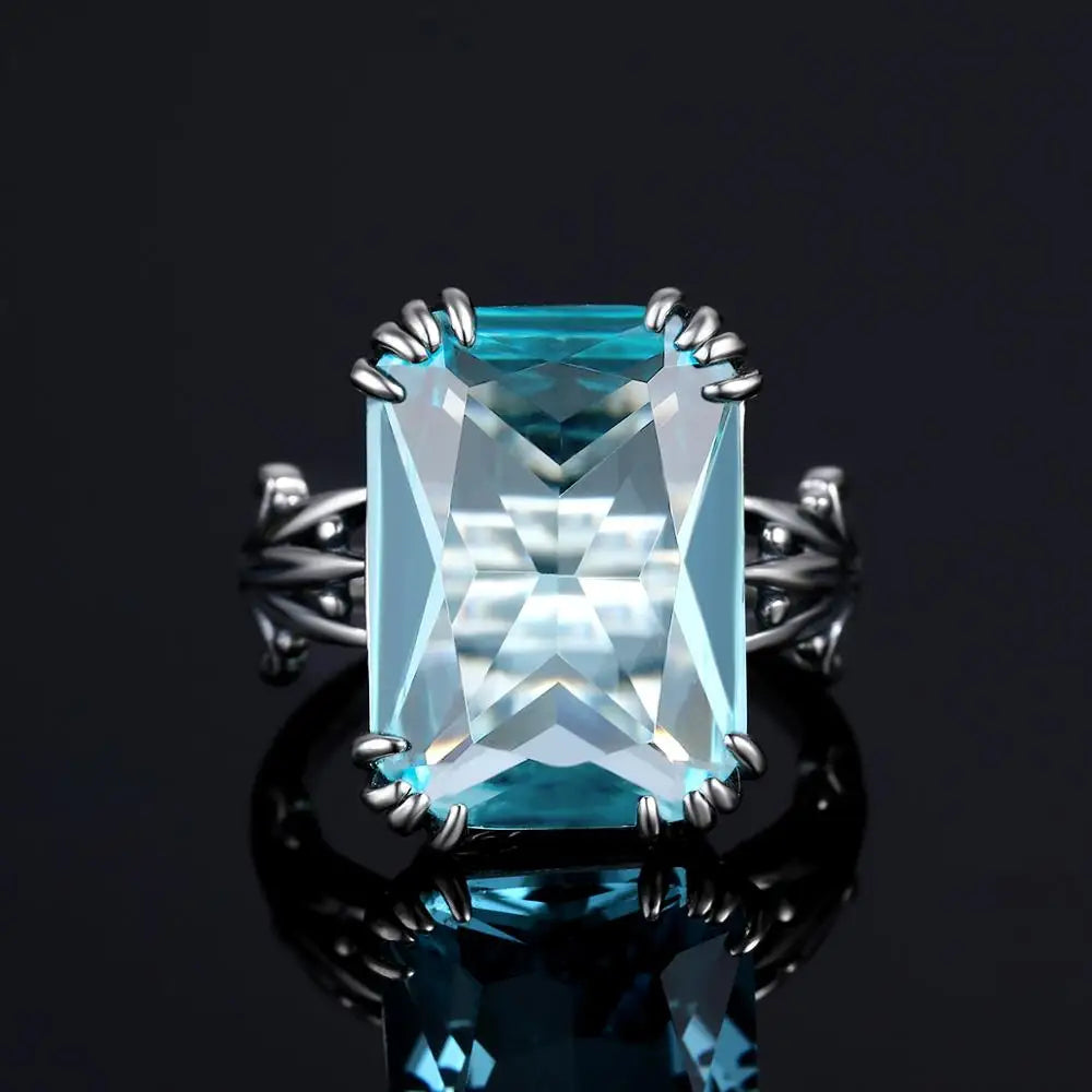 Suytable s925 Aquamarine Jewelry Set - Lab Grown Gemstones