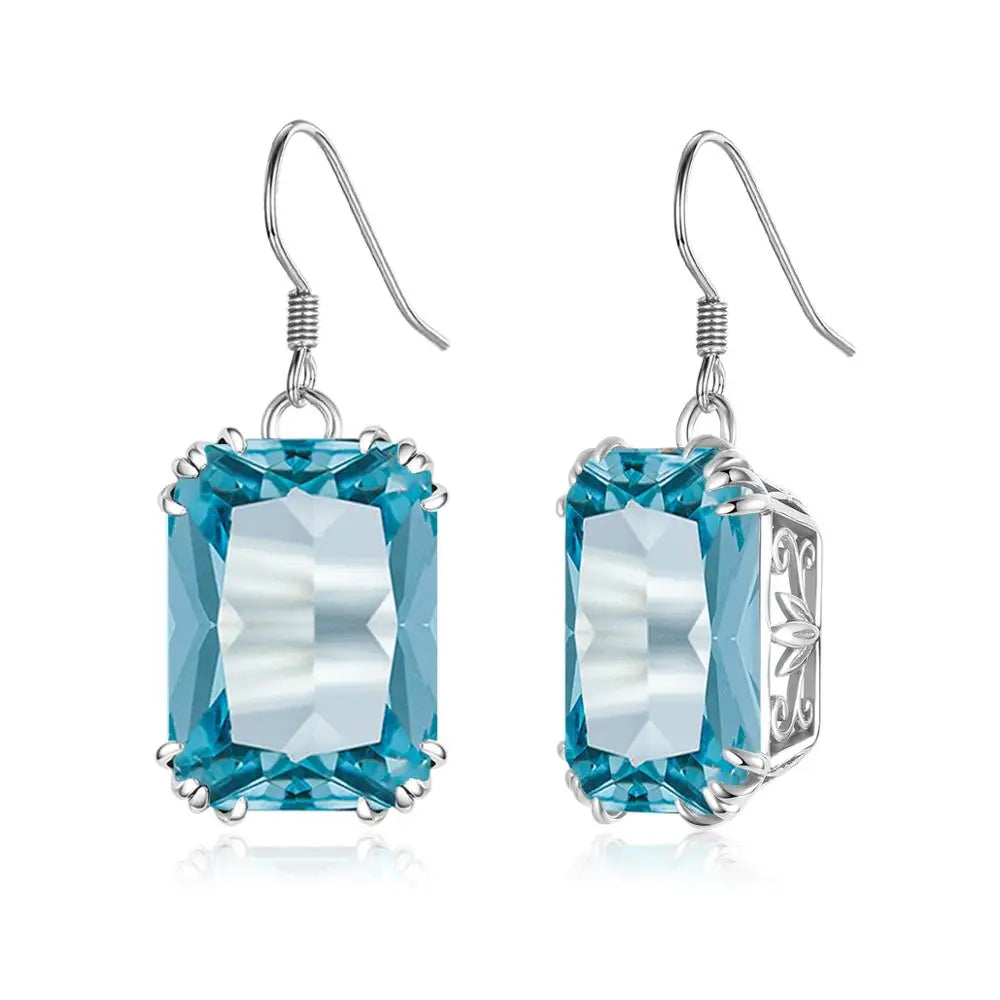 Suytable s925 Aquamarine Jewelry Set - Lab Grown Gemstones
