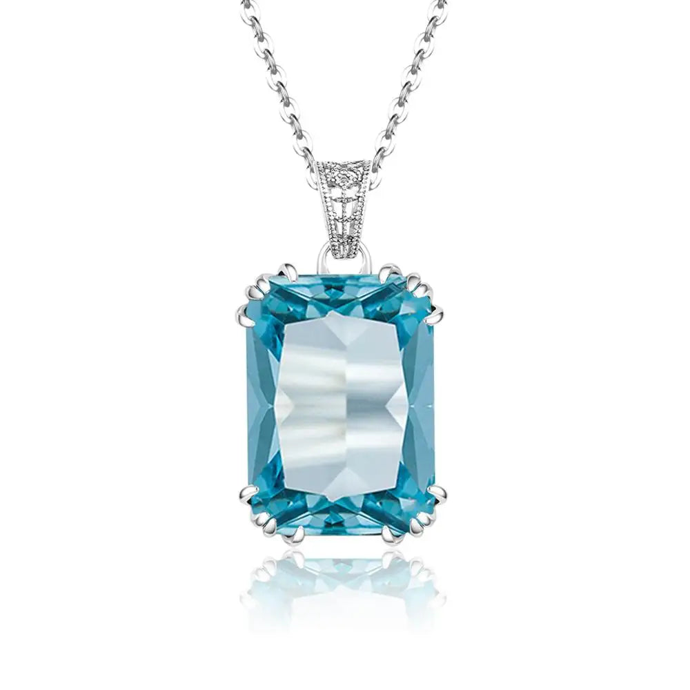 Suytable s925 Aquamarine Jewelry Set - Lab Grown Gemstones