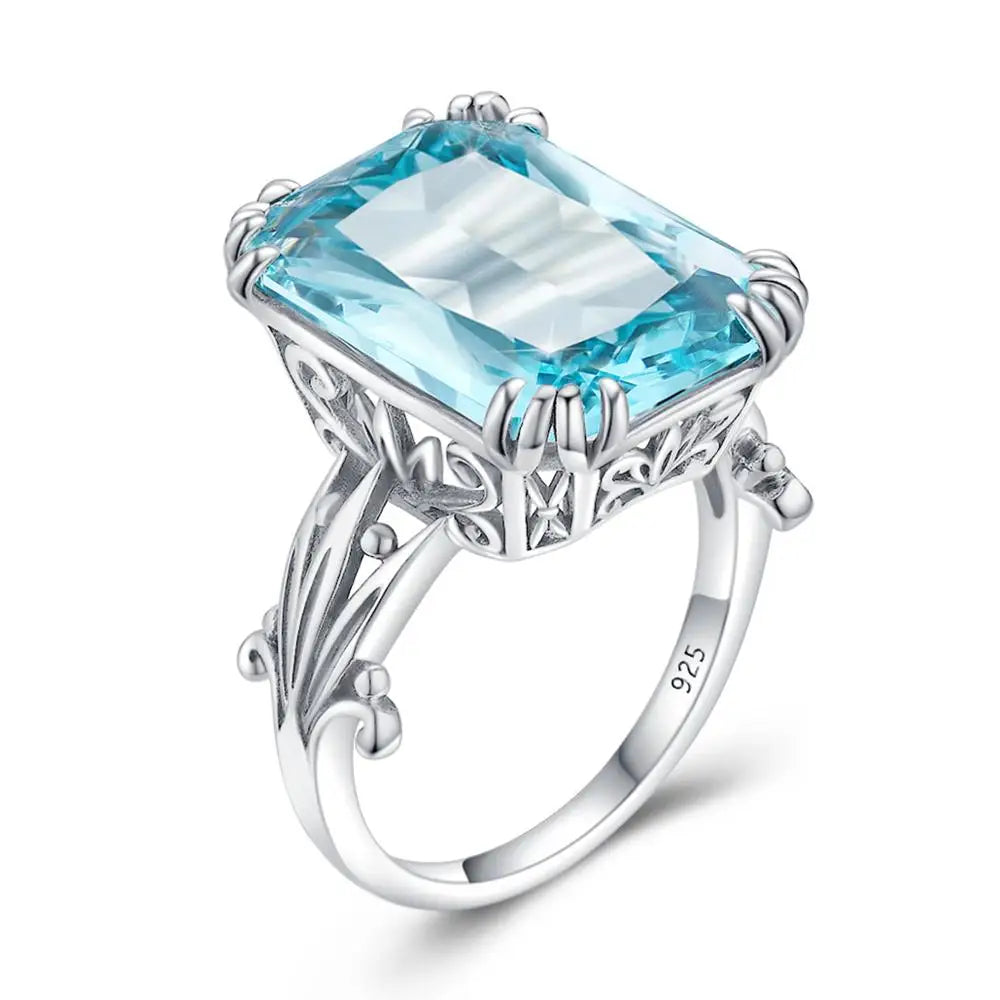 Suytable s925 Aquamarine Jewelry Set - Lab Grown Gemstones