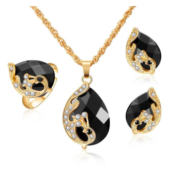 Crystal Gold Chain Peacock Jewelry Set
