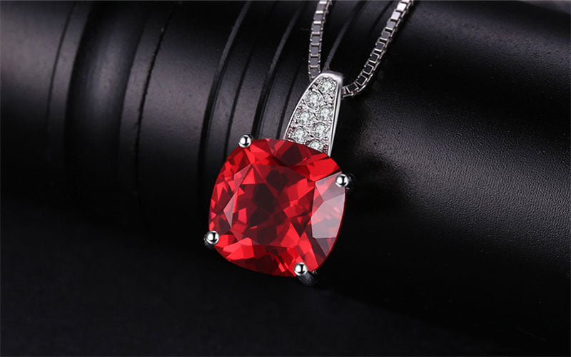 Lab Grown Emerald, Ruby s925 Ring, Pendant and Hoop Earrings Set