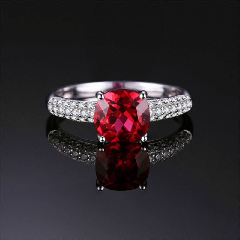 Lab Grown Emerald, Ruby s925 Ring, Pendant and Hoop Earrings Set