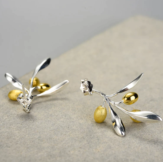 Olive Leaves Branch With Fruits Jewelry Set