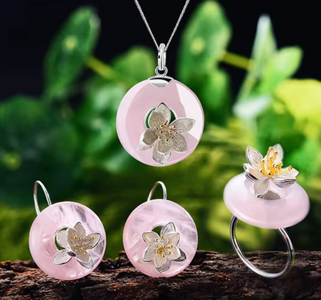 Suytable s925 Whispers Set - Ring, Pendant Necklace, Drop Earrings