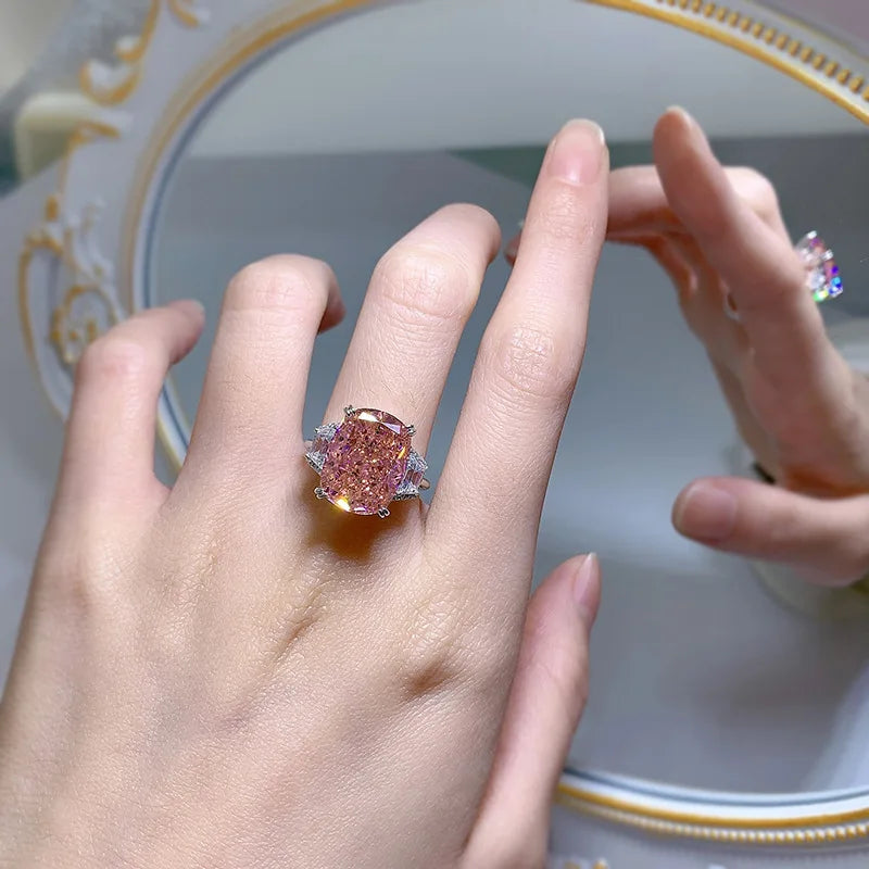 Padparadscha Pink 5.16-Carat Lab Grown Diamond Ring