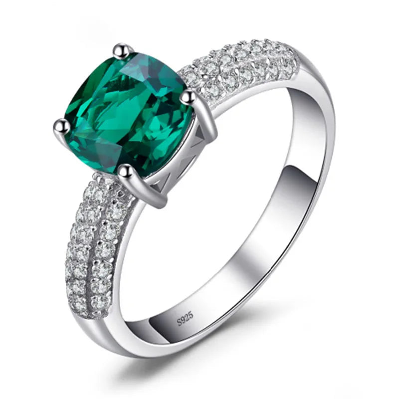 Lab Grown Emerald, Ruby s925 Ring, Pendant and Hoop Earrings Set