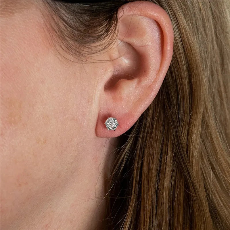Suytable Moissanite 0.5-1 Carat D Color s925 Stud Unisex Earrings