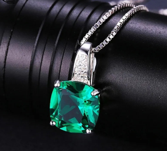 Simulated Green Emerald Ring, Pendant and Hoop Earrings Set