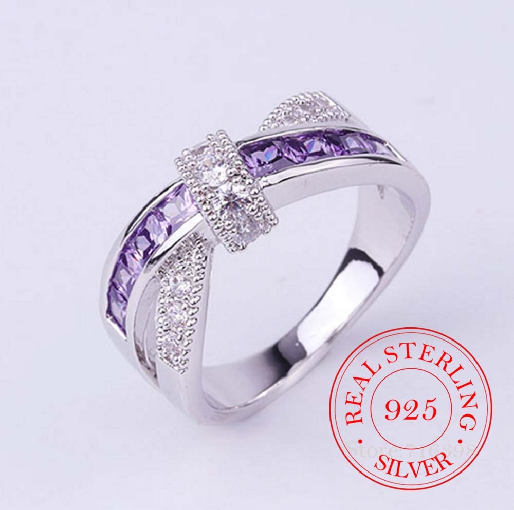 Sterling Silver Vintage Crystal Wedding Rings