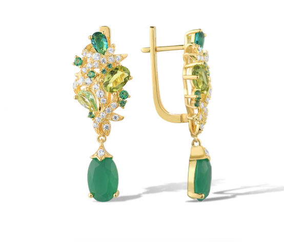 Sparkling Green 925 Sterling Silver Drop Earrings