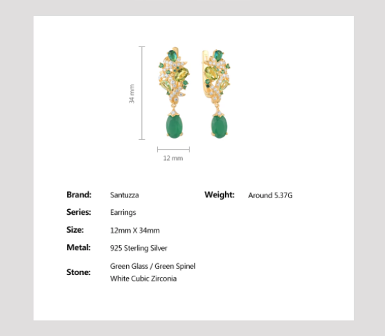Sparkling Green 925 Sterling Silver Drop Earrings