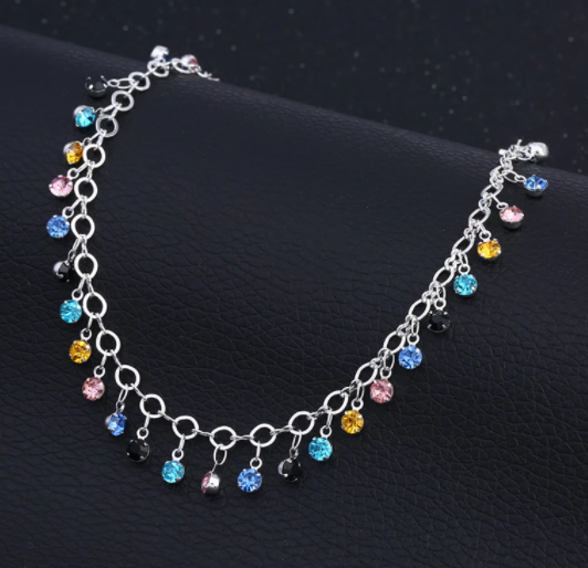 Multicolor Crystal Anklet Chain