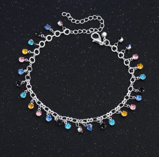 Multicolor Crystal Anklet Chain