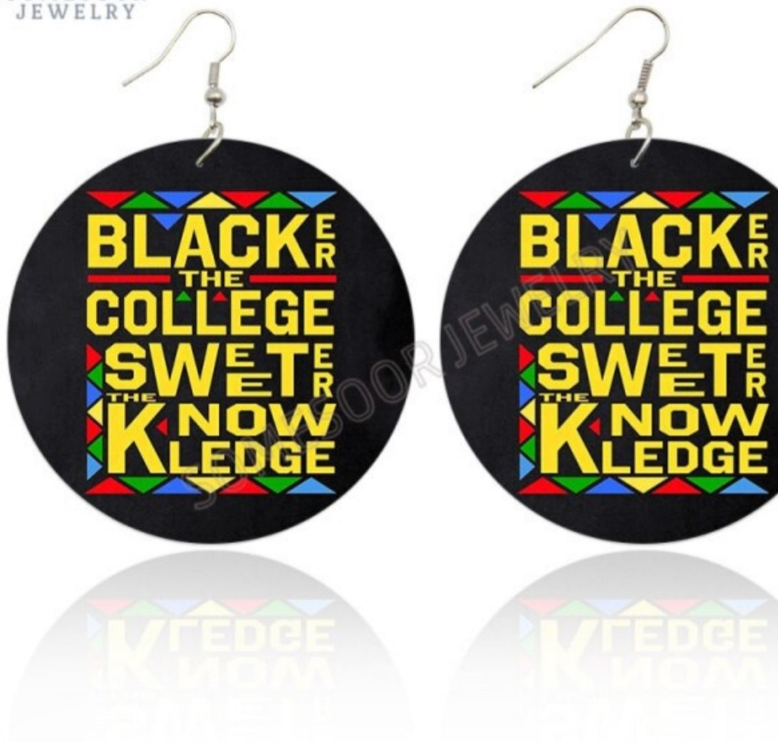 Black Sayings Design Earrings