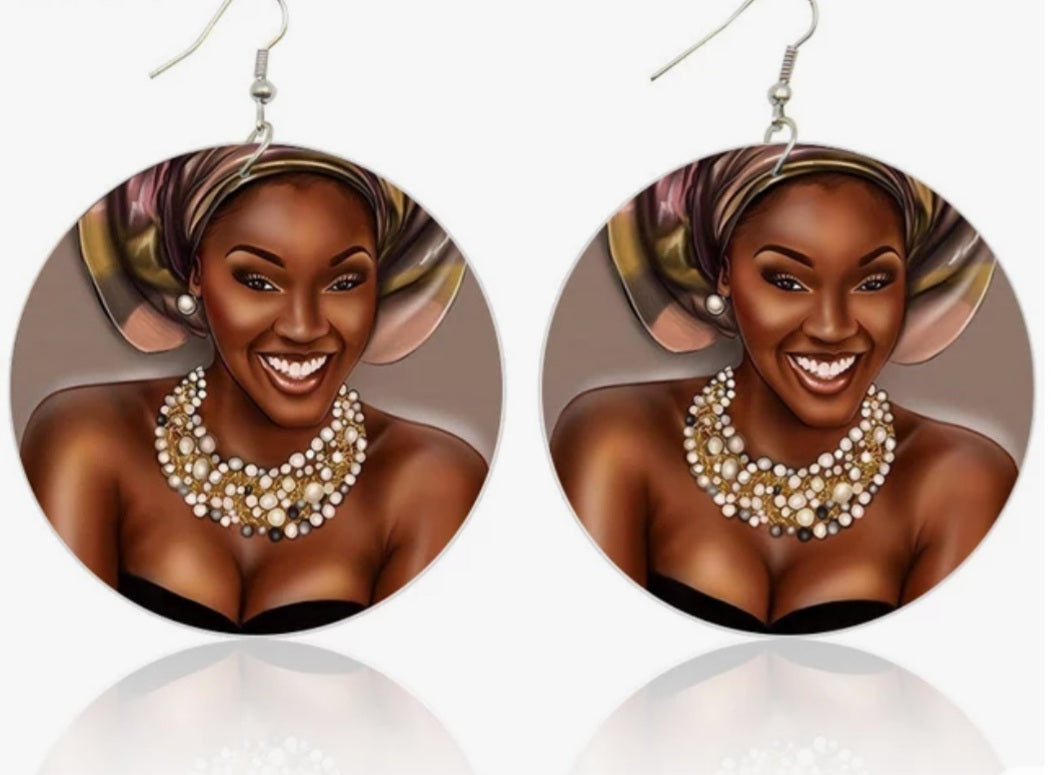 Black Sayings Design Earrings
