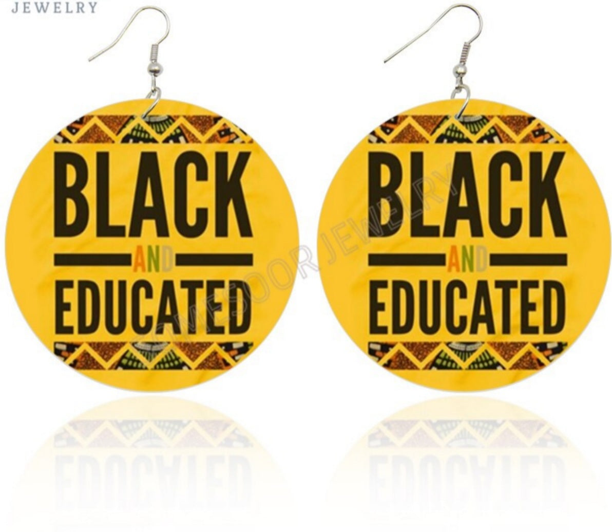 Black Sayings Design Earrings