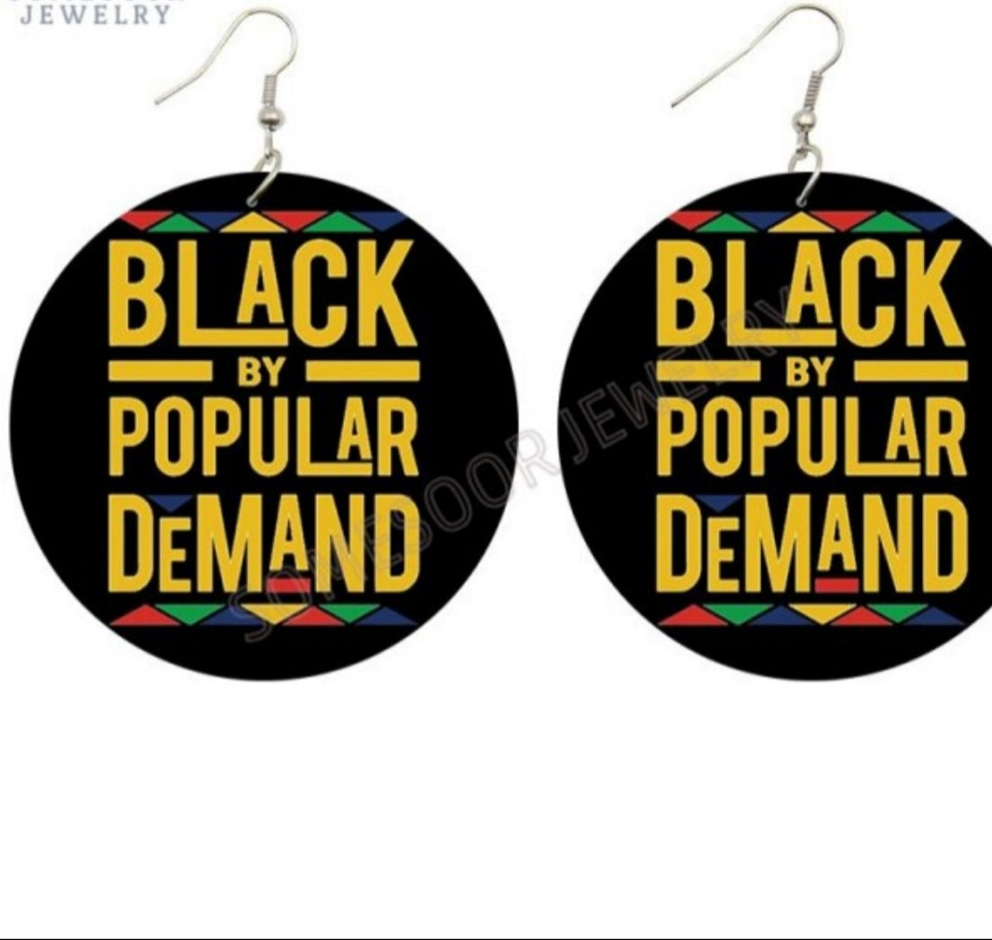 Black Sayings Design Earrings