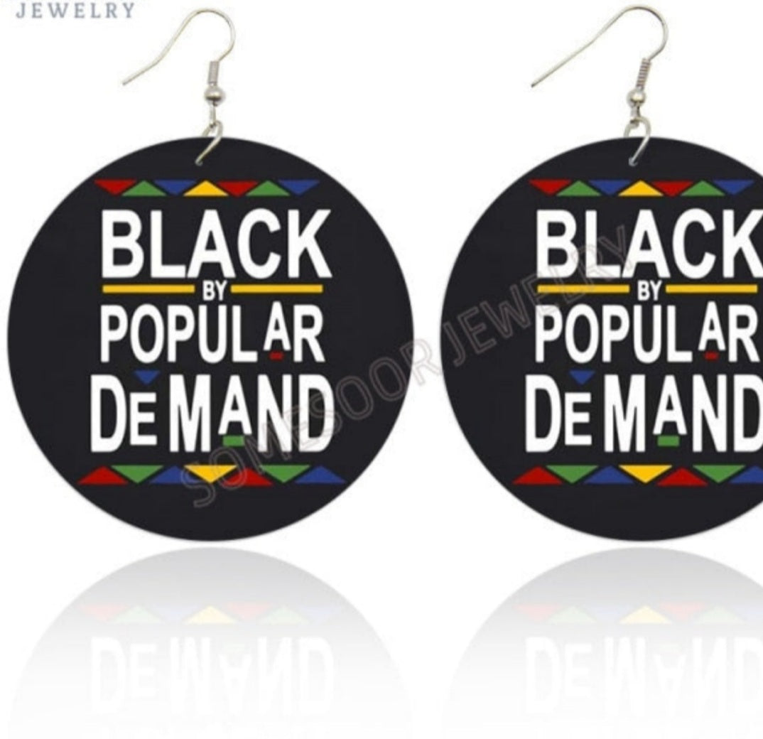 Black Sayings Design Earrings