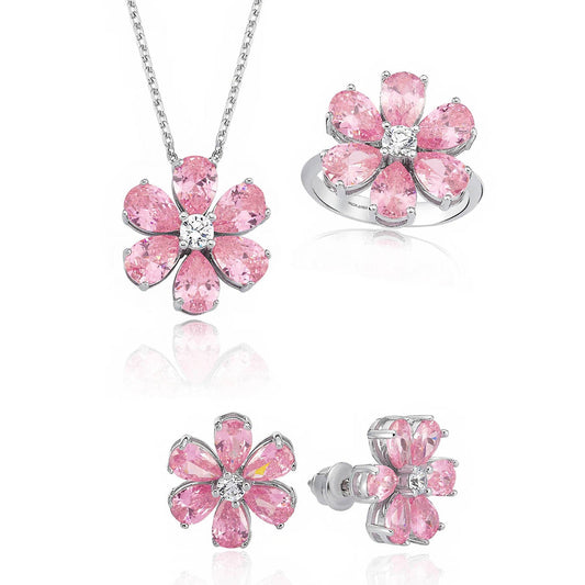 Forget Me Not s925 Pink Lab Grown Gemstone Set