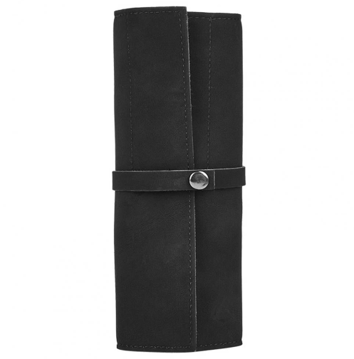 Leather Snap Button Roll-Up Watch Strap Storage Pouch