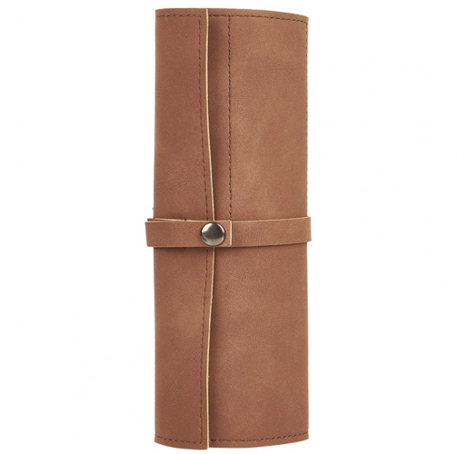 Leather Snap Button Roll-Up Watch Strap Storage Pouch