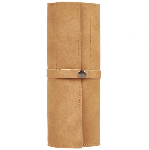 Leather Snap Button Roll-Up Watch Strap Storage Pouch
