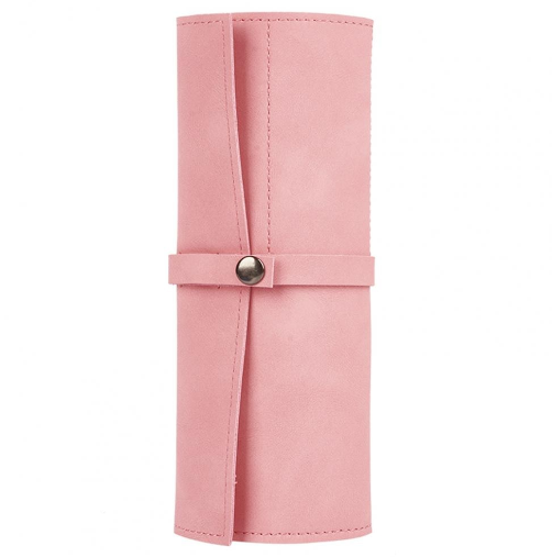 Leather Snap Button Roll-Up Watch Strap Storage Pouch