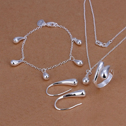 925 Sterling Silver Water Drop Bridal Jewelry Set Success