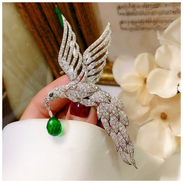 Elegant Lab Grown Emerald Corsage Brooches