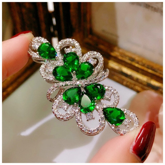 Elegant Lab Grown Emerald Corsage Brooches