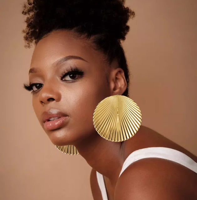 Trendy Gold Large Hoop Drop Earrings