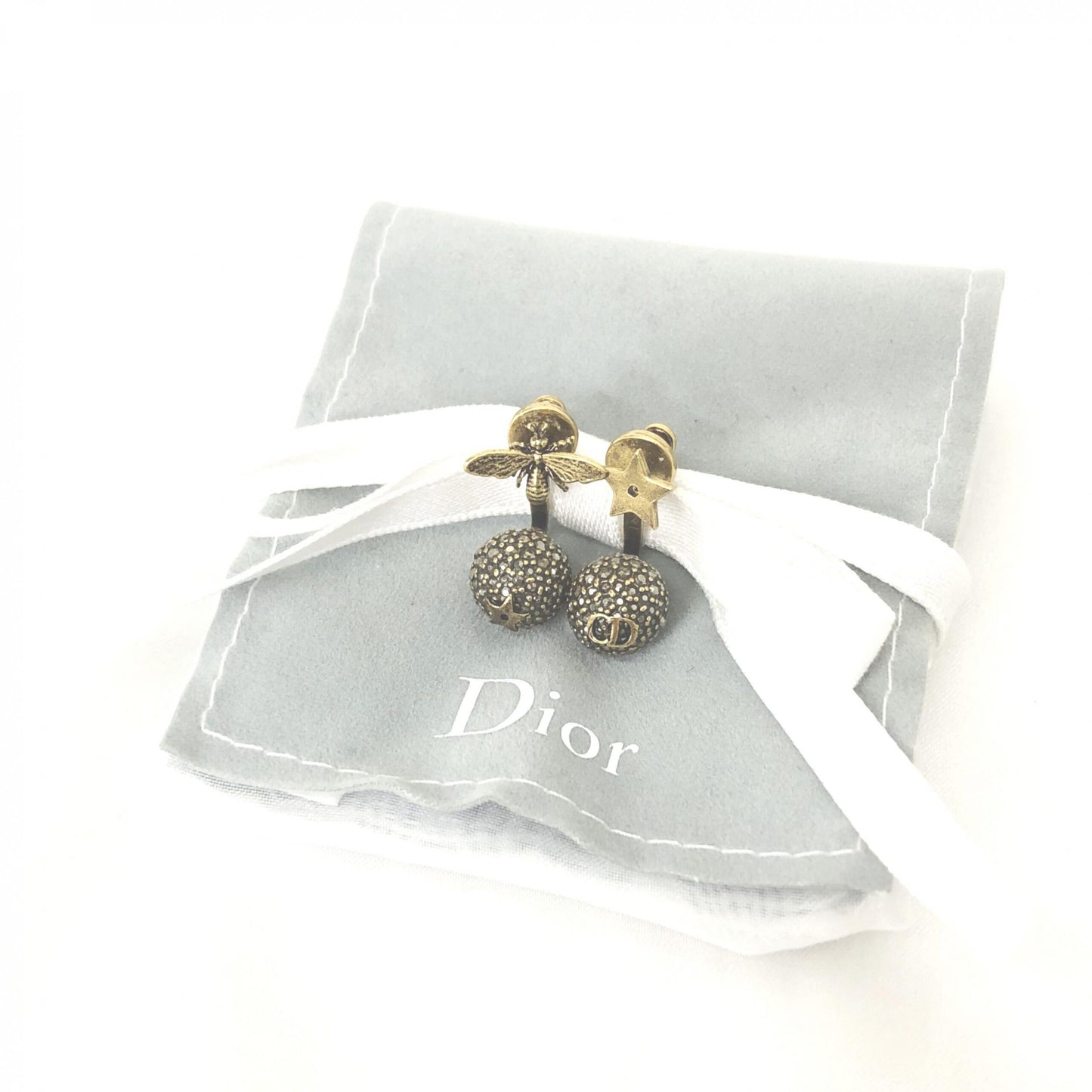 Crystal Embellished Metal Bee Earrings