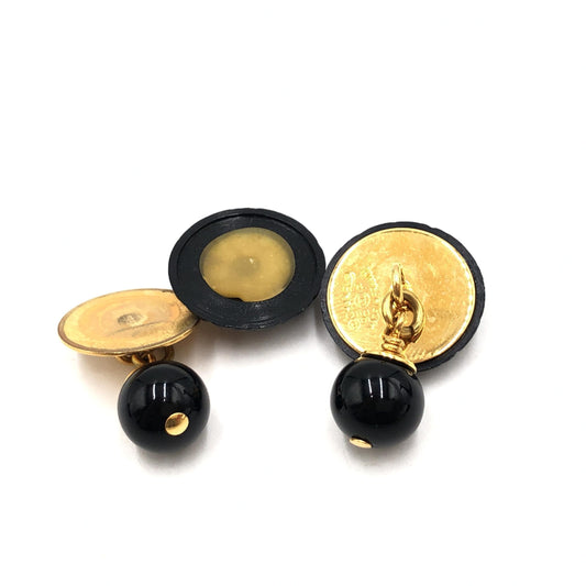 Matelasse Coco Mark Black Plastic Cufflinks