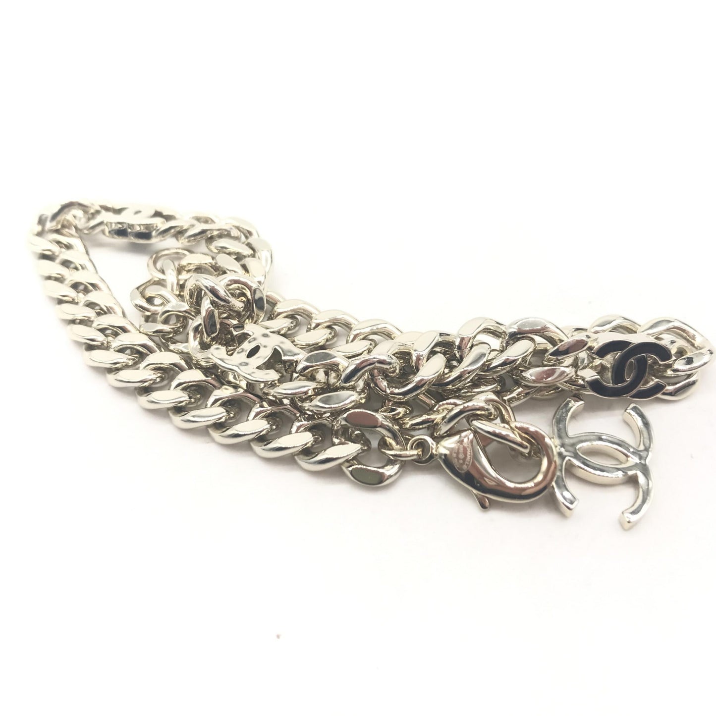 Silver Tone Curb Chain Link Necklace