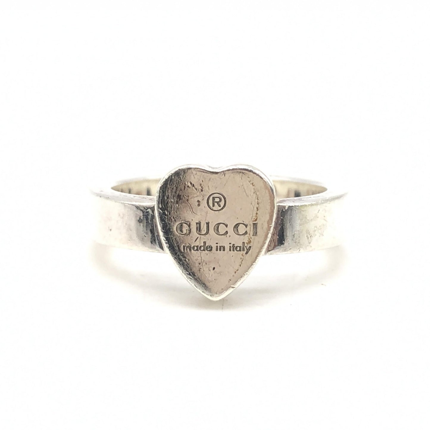 Sterling Silver Heart Trademark Ring, US Size 5.5