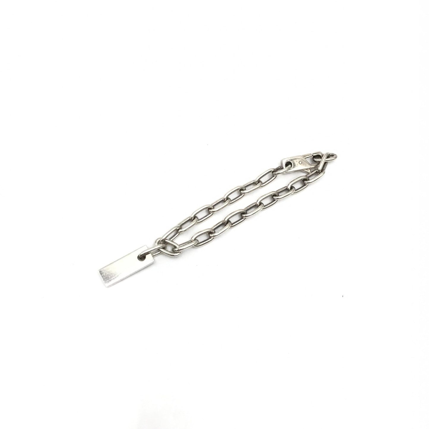 Sterling Silver Logo Plate Chain Bracelet