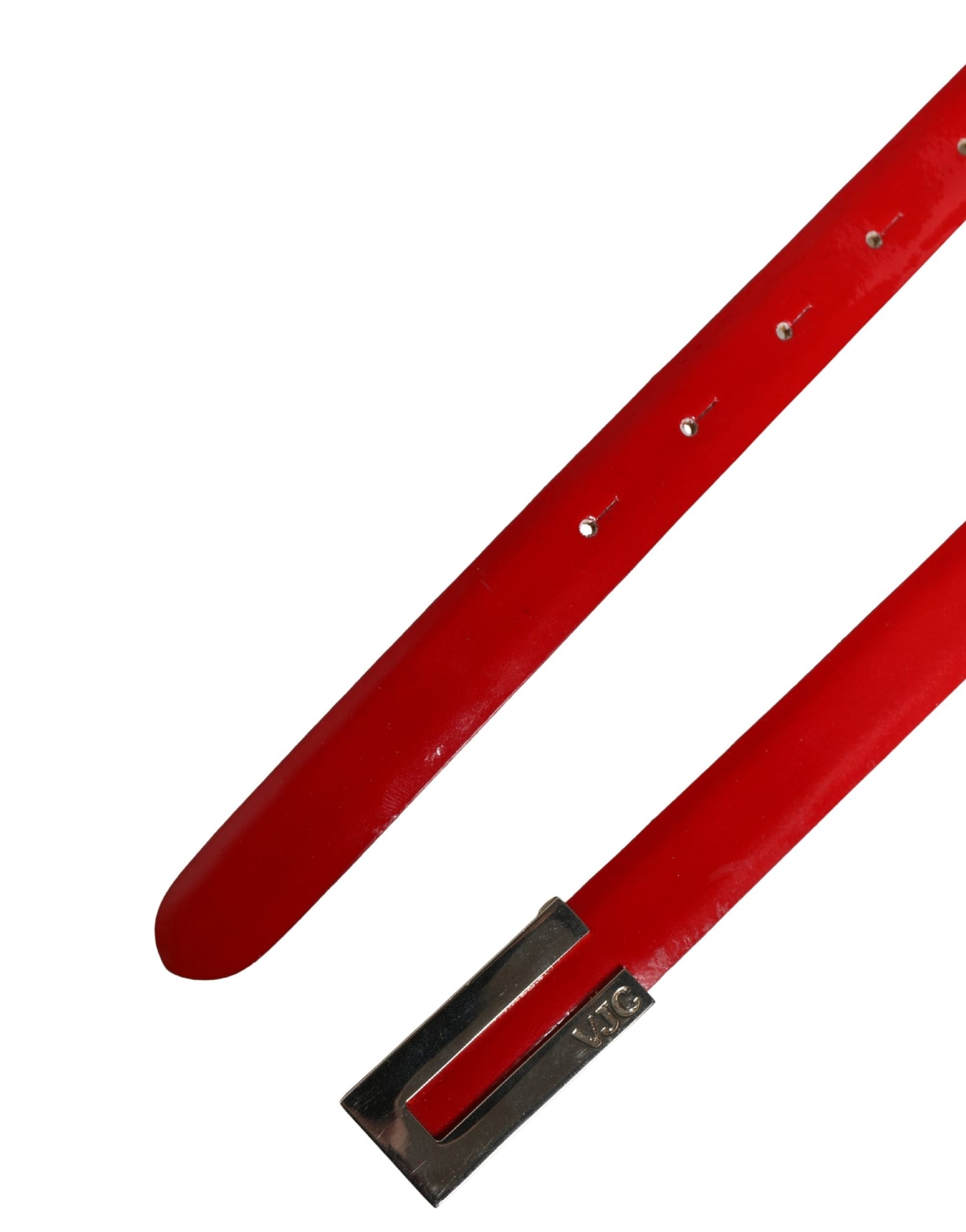 Red Glossy Leather Metal Buckle Belt