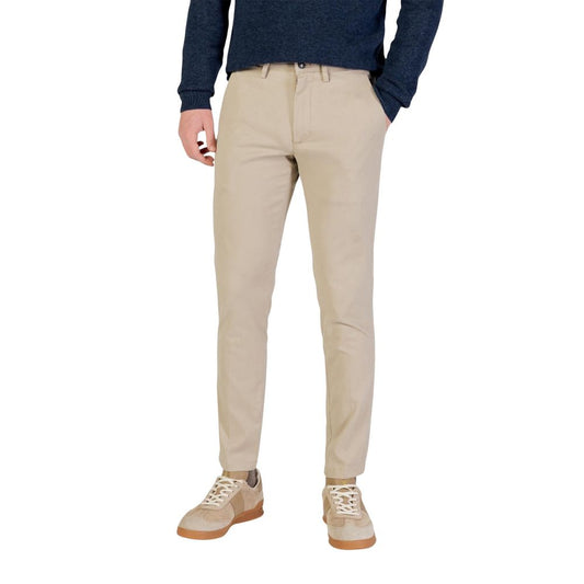 Beige Cotton Skinny Pants
