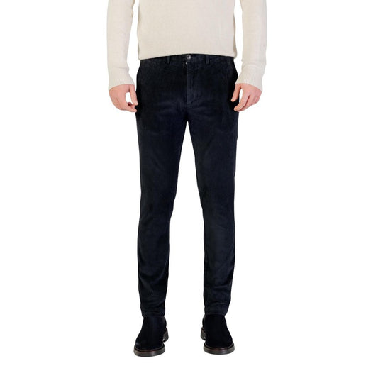 Blue Cotton Casual Pants