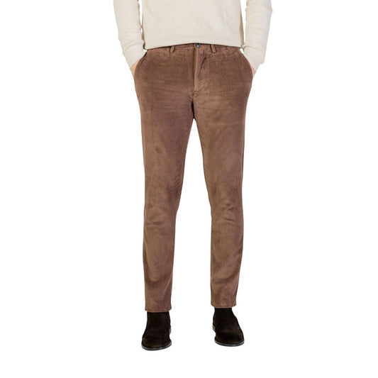 Brown Cotton Casual Pants